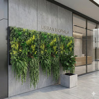Tropical Vibe Artificial Vertical Garden Green Wall Panel 35×35in – NFPA701 Fire Rated – UV Resistant – Commercial Grade