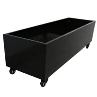 Black Metal Planter Medium with Wheels – For Artificial Hedges