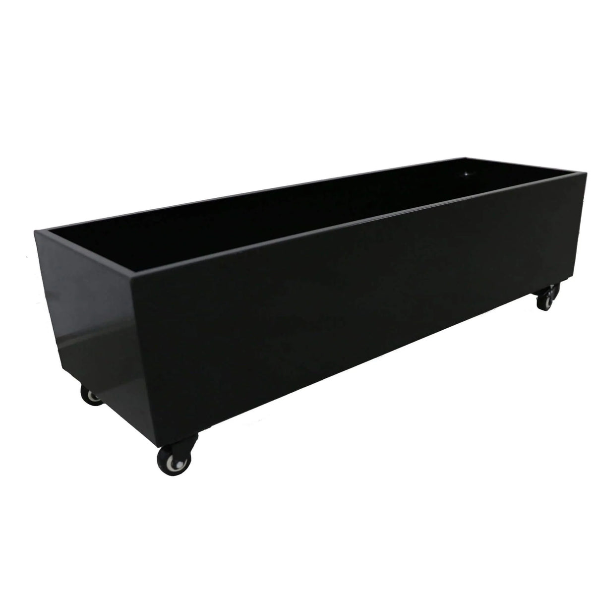 Black Metal Planter Medium with Wheels – For Artificial Hedges