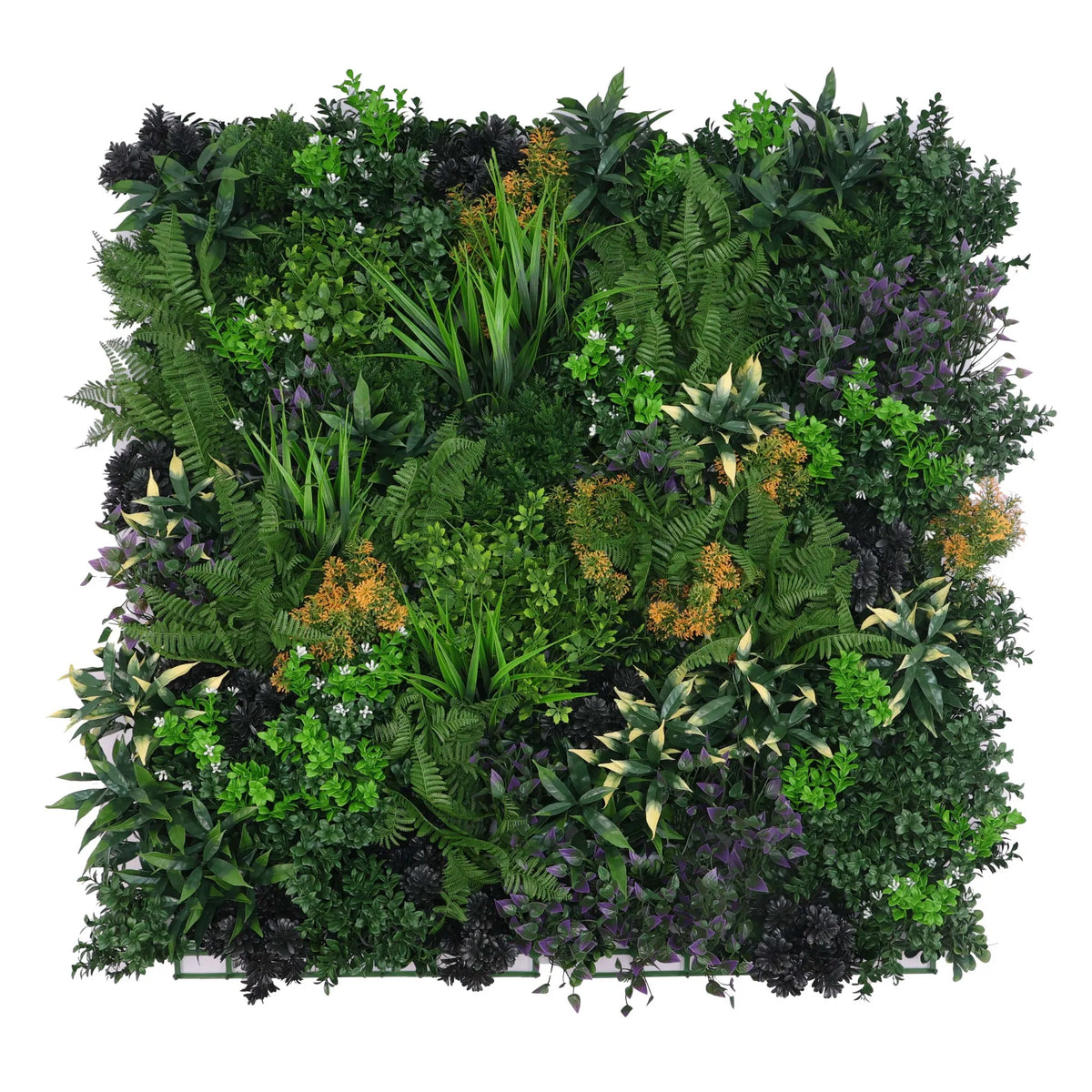 Floral Fusion Artificial Vertical Garden Green Wall Panel 40×40in 11 SQ FT – NFPA701 Fire Rated – UV Resistant – Commercial Grade