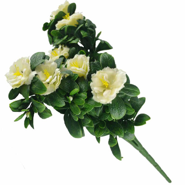 Faux White Rose Bunch UV Resistant 18"