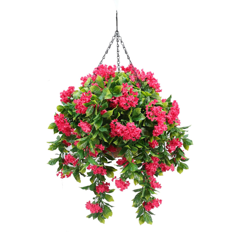 Hanging Artificial Lilac Flower Basket – 18" (46cm) UV Resistant