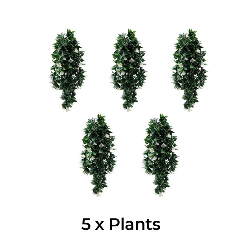(5 piezas) Planta de buganvilla artificial blanca colgante resistente a los rayos UV 35"