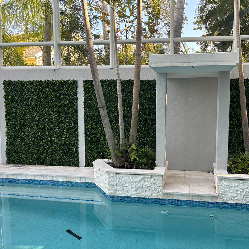 Jasmine wall panels on a pool