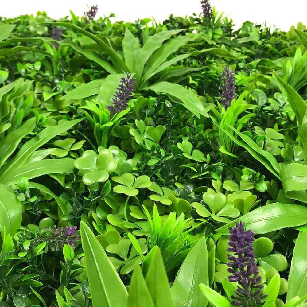 Campos de lavanda de lujo Pared verde artificial 40" x 40" 11SQFT Resistente a los rayos UV