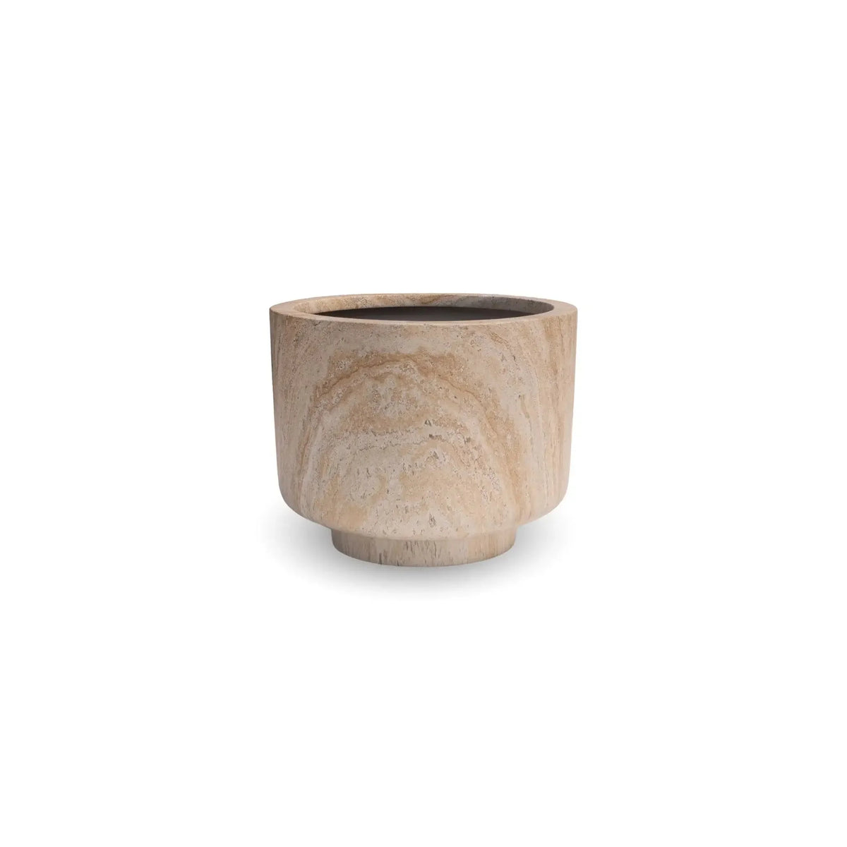 2-Piece Luxury Rounded Marble Planter with Pedestal Base Set