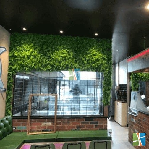 Panel de muestra de pared verde artificial de helecho exuberante (muestra pequeña) Grado comercial resistente a los rayos UV