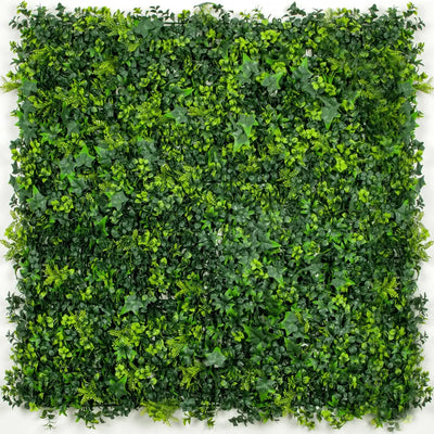Pared verde artificial de primera calidad con sensación de primavera de hiedra mixta, 40 "x 40", 11 pies cuadrados, grado comercial, resistente a los rayos UV