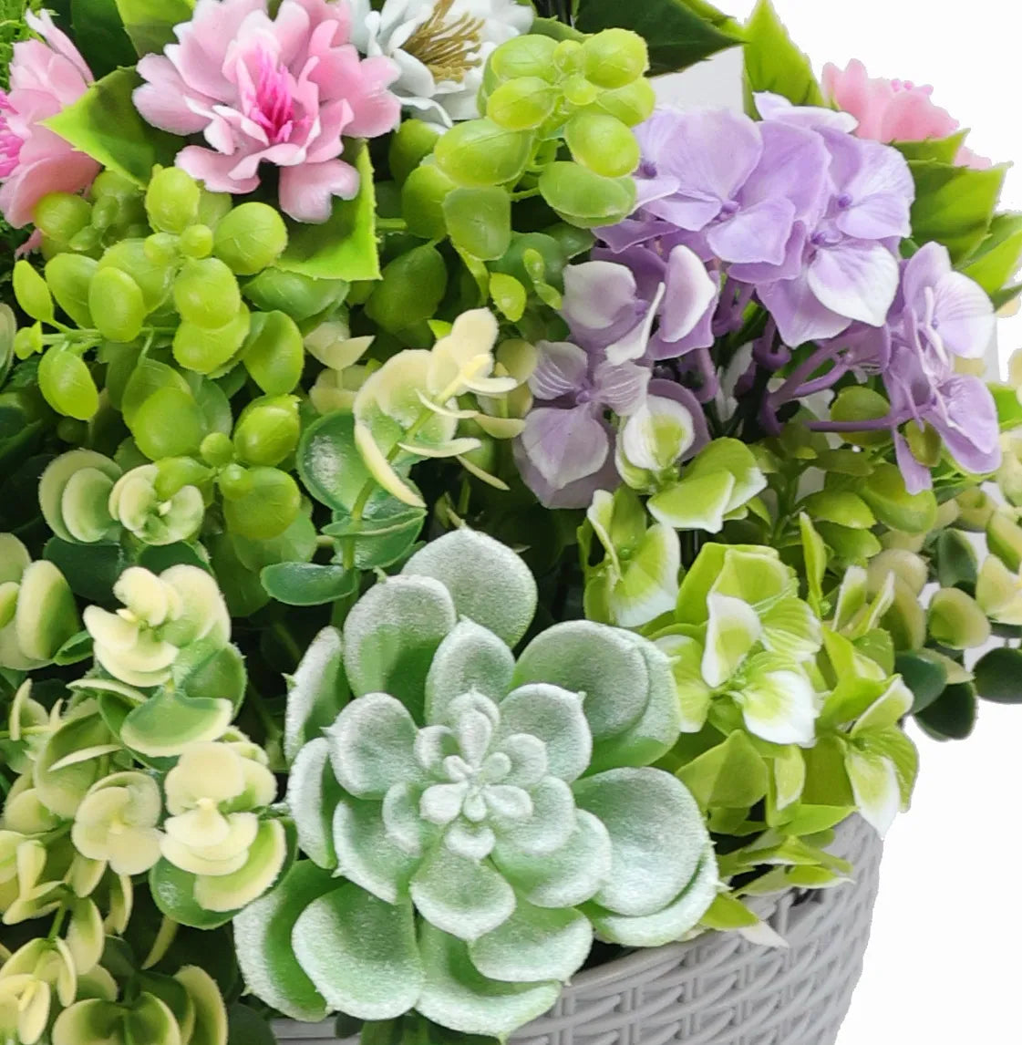 Hanging Artificial Succulent Basket 14" UV Resistant