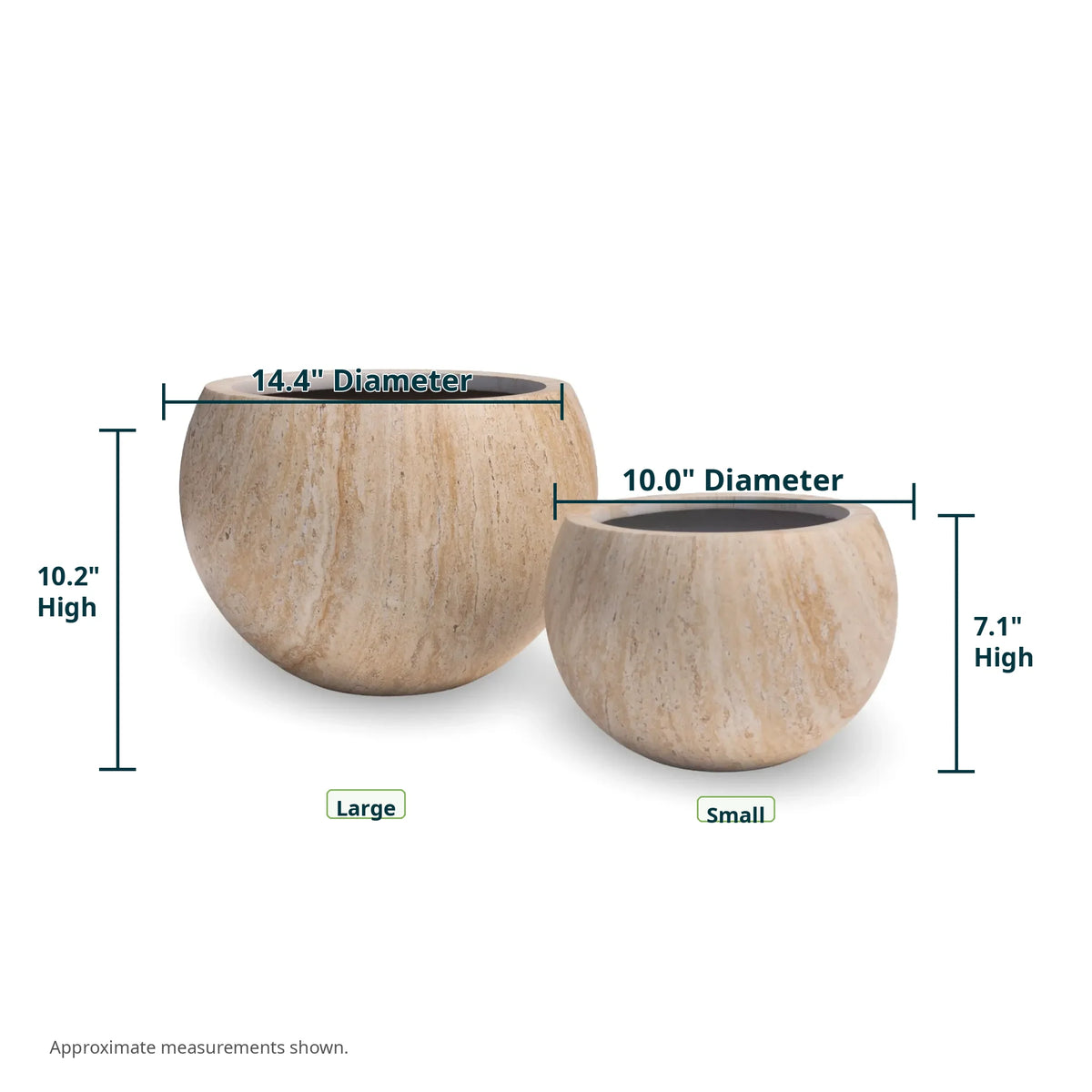 2-Piece Luxury Rounded Marble Bowl Planter Set