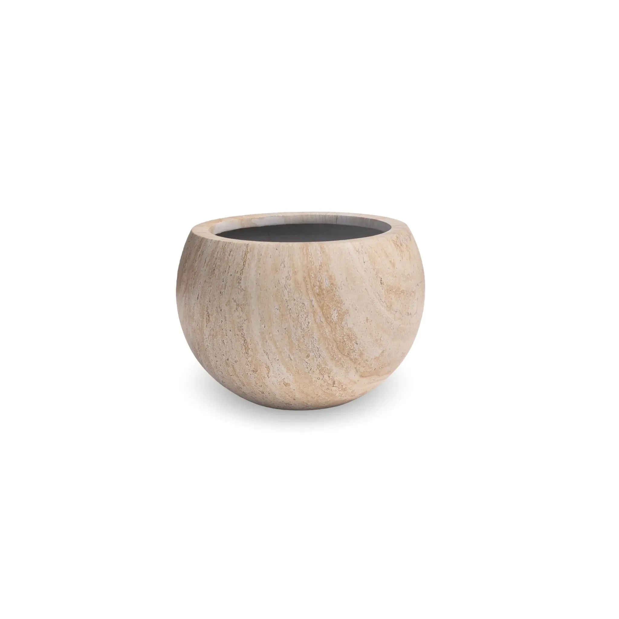 2-Piece Luxury Rounded Marble Bowl Planter Set