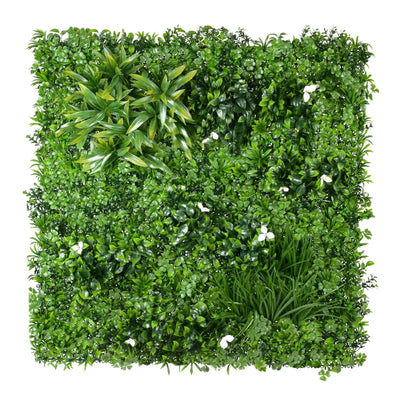 White Oasis Artificial Vertical Garden Green Wall Panel 40×40in 11 SQ FT – UV Resistant – Commercial Grade