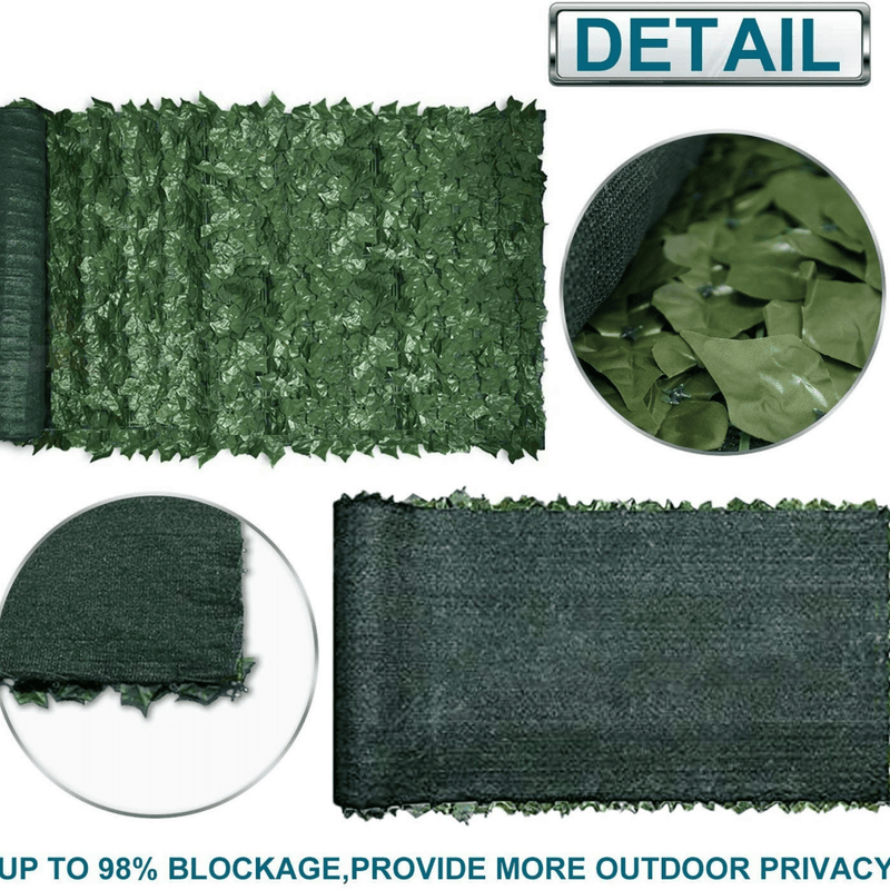 Faux Ivy Privacy Fence Shade Cloth Backing 120"L x 40"H