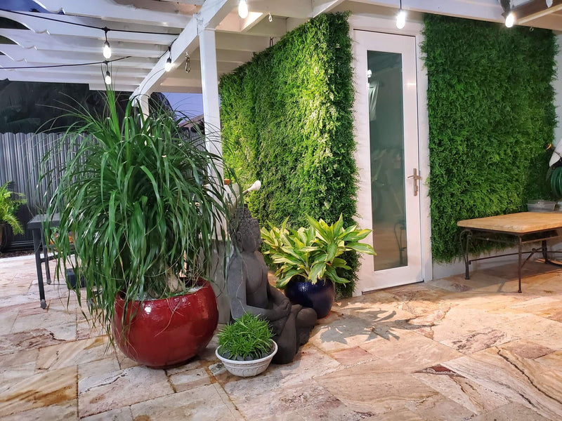 Artificial Green Wall Fern Panel Miami Installed Around a Door