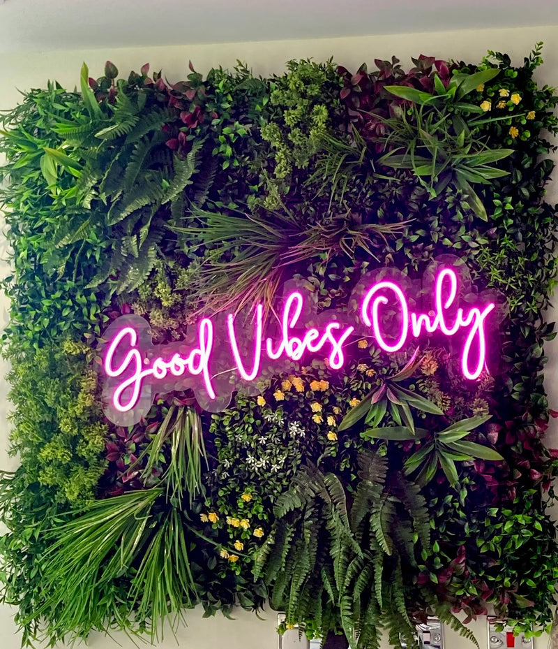 Business Signage for Green Walls with NEON sign and Plant Wall