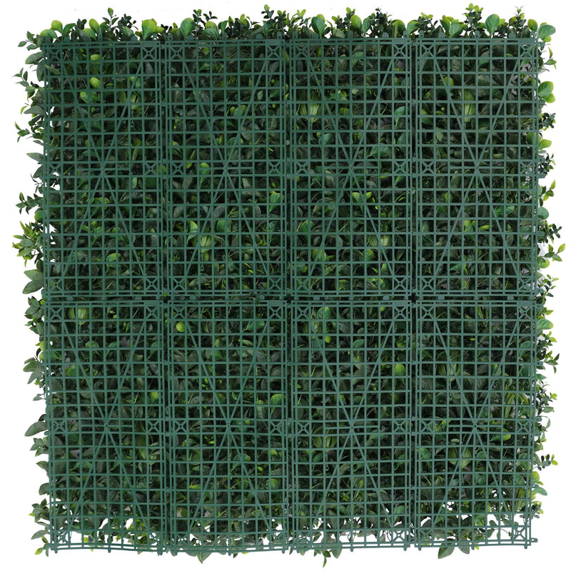 Artificial Living Wall With Lavender Flowers Back View of Hedge Panel
