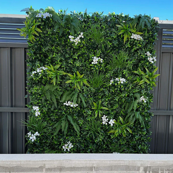 Snowy White Artificial Vertical Garden Green Wall Panel 40×40in 11 SQ FT – UV Resistant – Commercial Grade — detail view 3