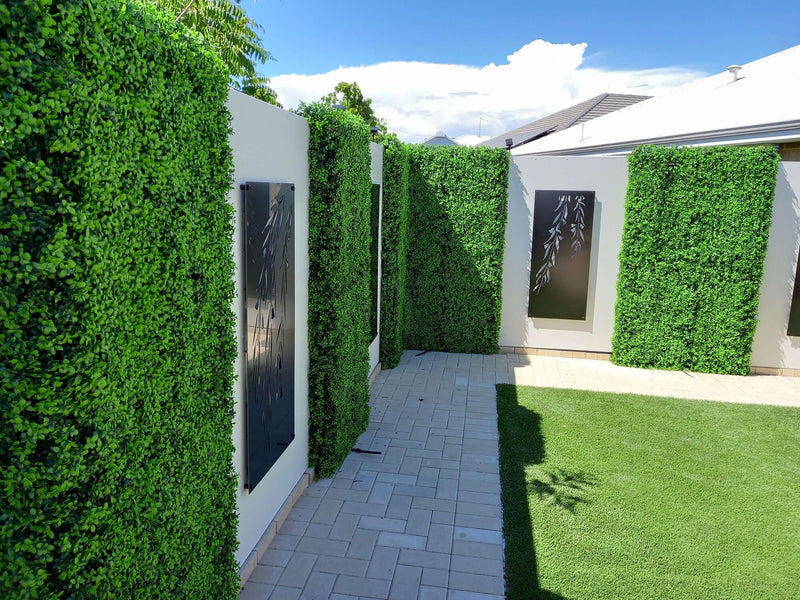 Premium Faux Boxwood Hedge Panel with Fake Grass Rolls