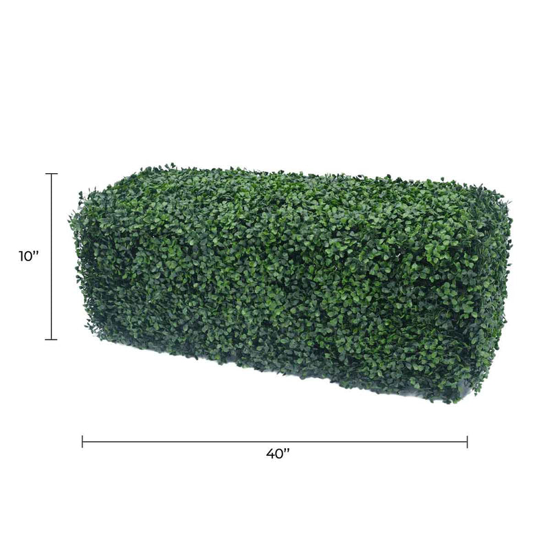 Dark Artificial Boxwood Hedge 40"L x 10"H UV Resistant