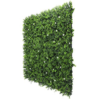 White Flowering Boxwood Artificial Vertical Garden Green Wall Panel 40×40in 11 SQ FT – UV Resistant – Commercial Grade