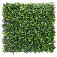 White Flowering Boxwood Artificial Vertical Garden Green Wall Panel 40×40in 11 SQ FT – UV Resistant – Commercial Grade