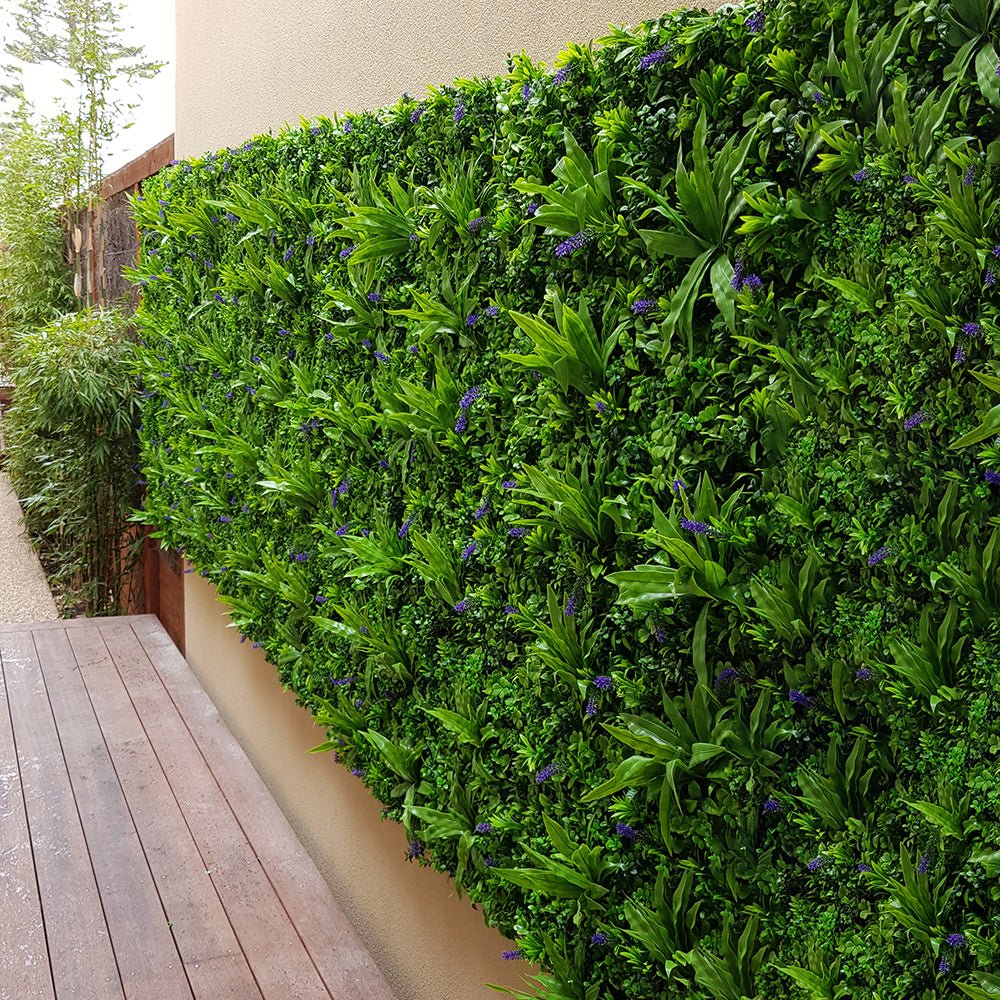Campos de lavanda de lujo Pared verde artificial 40" x 40" 11SQFT Resistente a los rayos UV