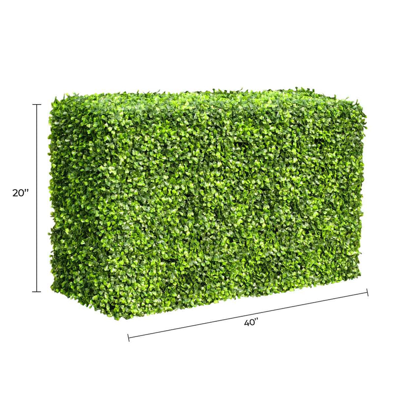 Light Artificial Boxwood Hedge 40"L x 20"H Commercial Grade UV Resistant