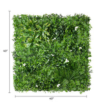 White Oasis Artificial Vertical Garden Green Wall Panel 40×40in 11 SQ FT – UV Resistant – Commercial Grade