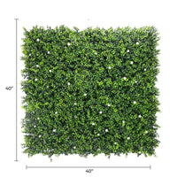 White Flowering Boxwood Artificial Vertical Garden Green Wall Panel 40×40in 11 SQ FT – UV Resistant – Commercial Grade