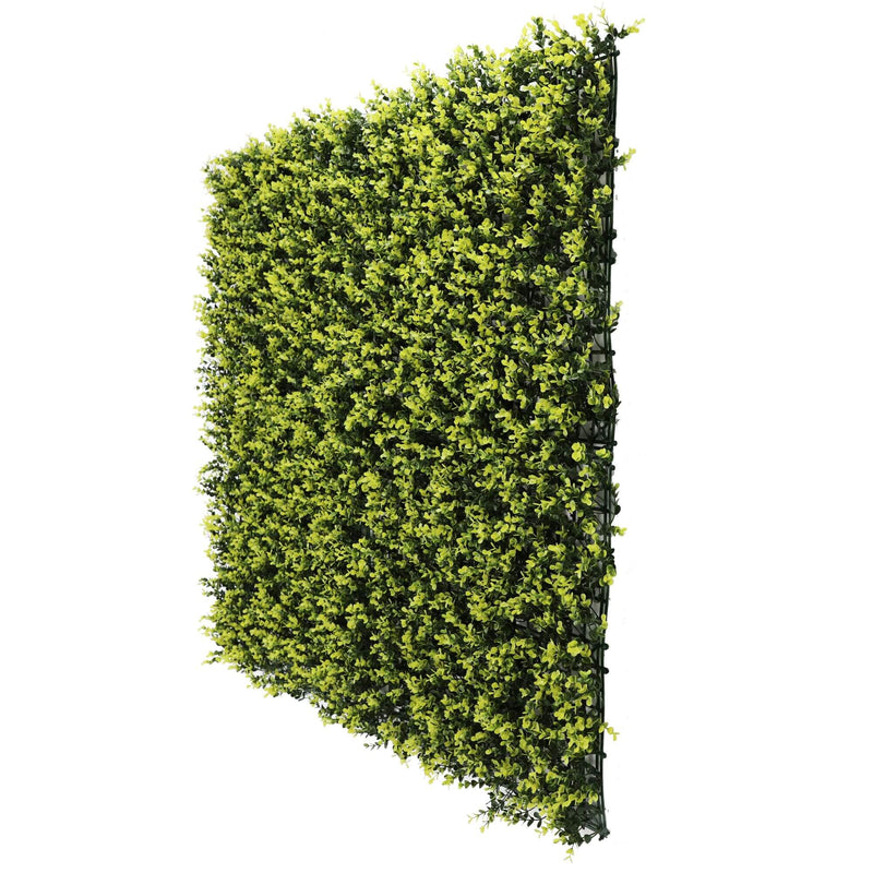 Side view of artificial boxwood hedge panel screen