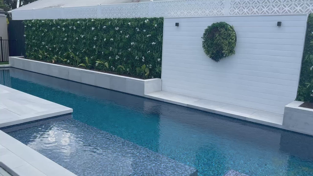 Premium Artificial Vertical Garden Installed onto a Pool Fence